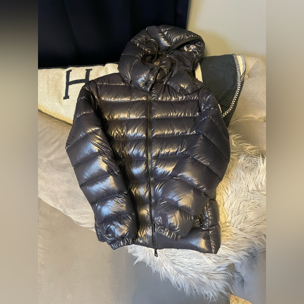 Moncler Navy Quilted Down Hooded Puffer Jacket - Picture 2 of 9